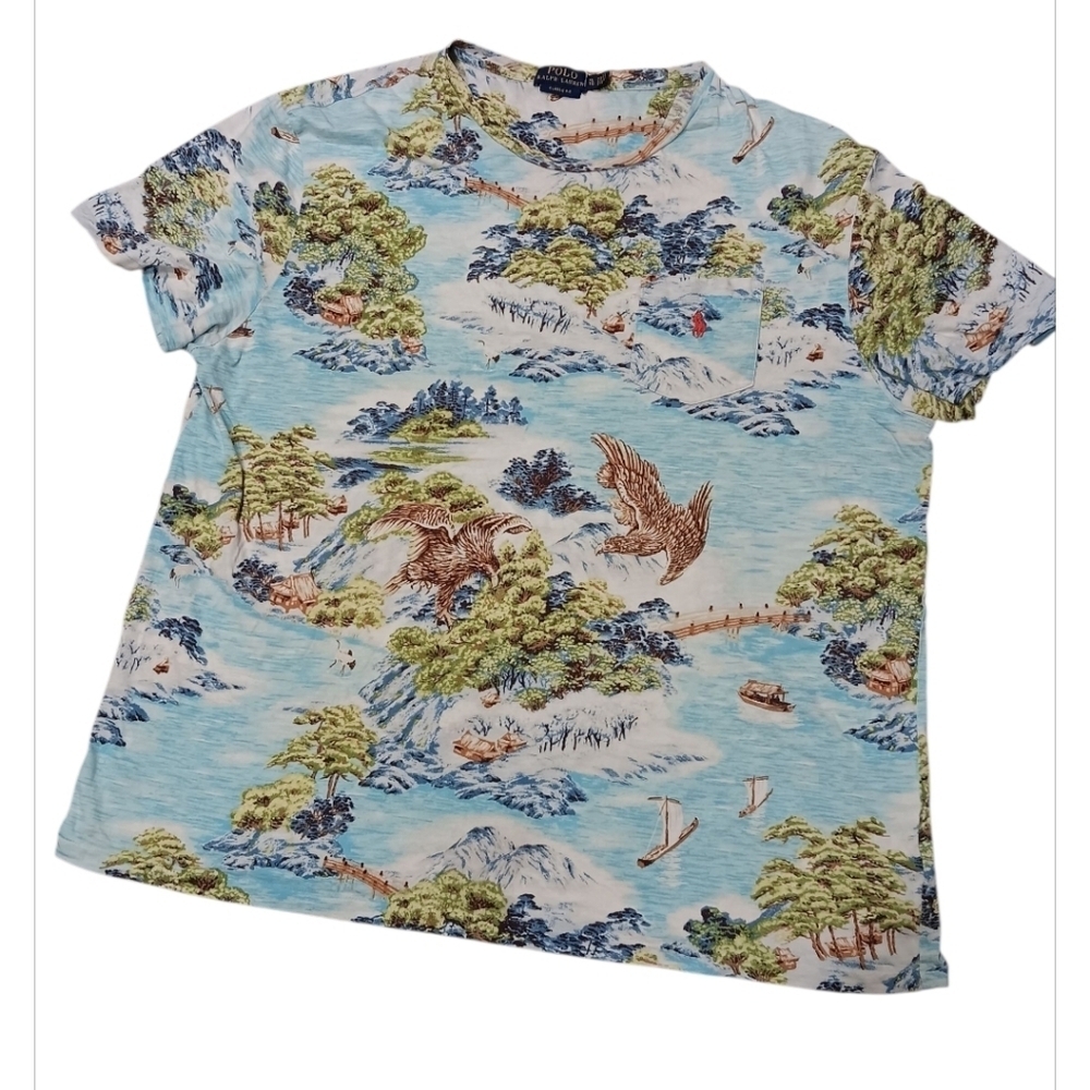 Polo Ralph Lauren Tropical All Over Print Classic Fit Tee Shirt Mens XL